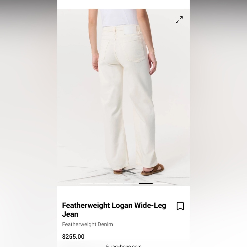 NWT Rag & Bone Logan Featherweight Jeans in Ecru